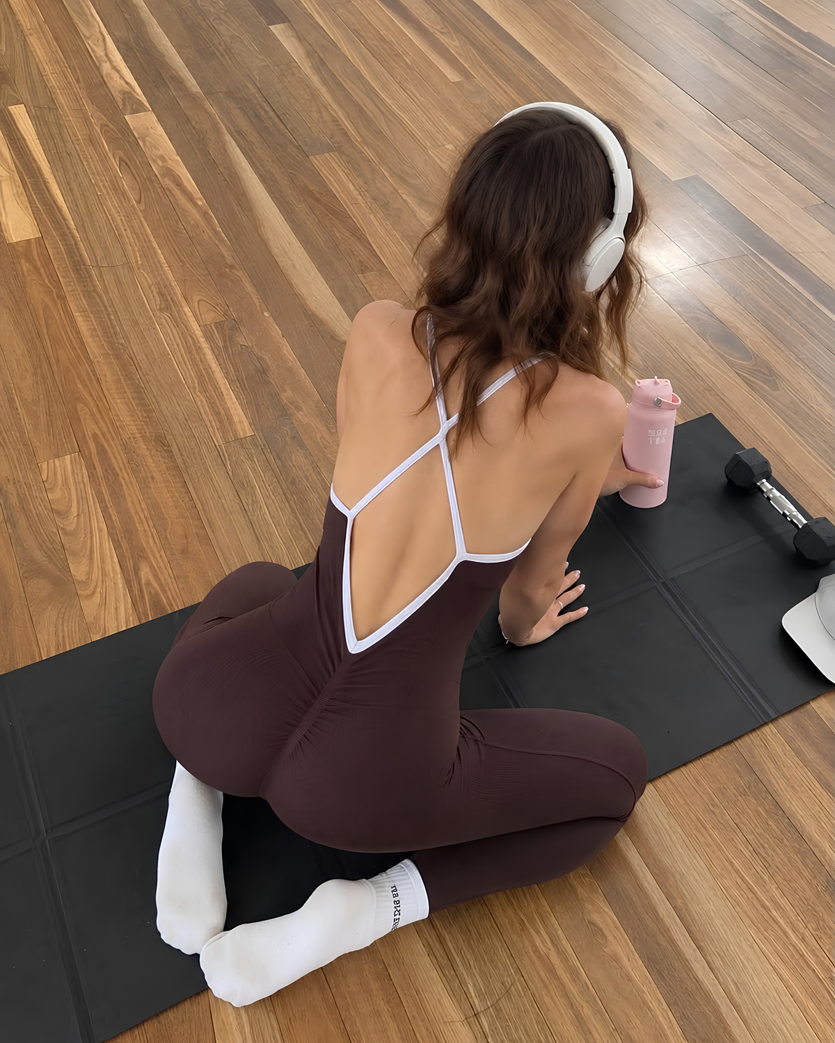 SEAMLESS GLOW LUXE JUMPSUIT BROWN