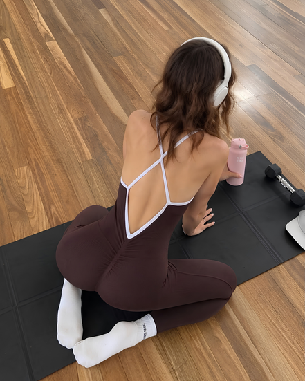 SEAMLESS GLOW LUXE JUMPSUIT BROWN