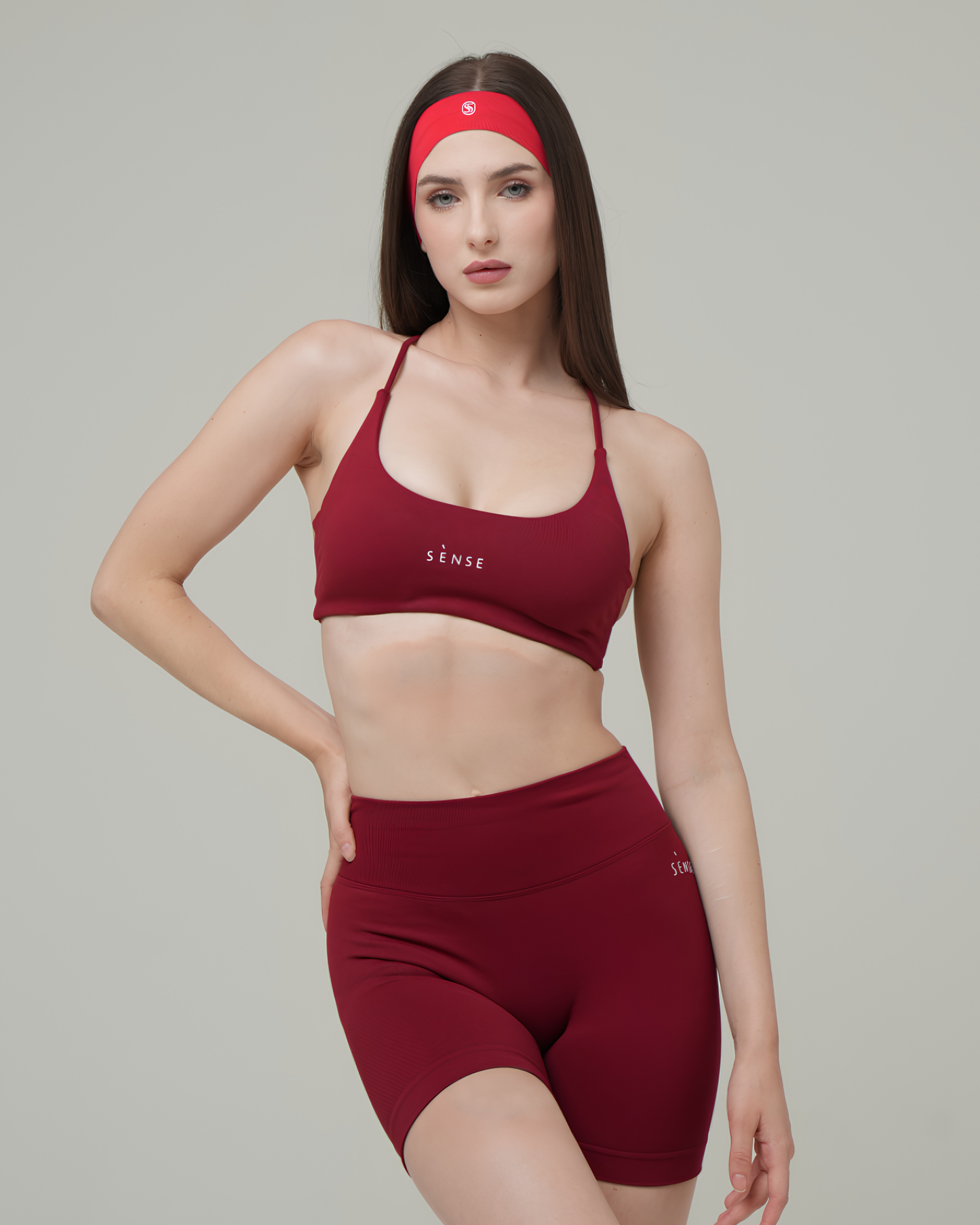 SEAMLESS GLOW HEART BRA TOP RED