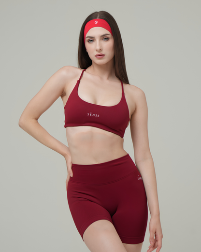 SEAMLESS GLOW HEART BRA TOP RED