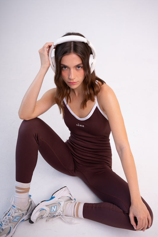 SEAMLESS GLOW LUXE JUMPSUIT BROWN